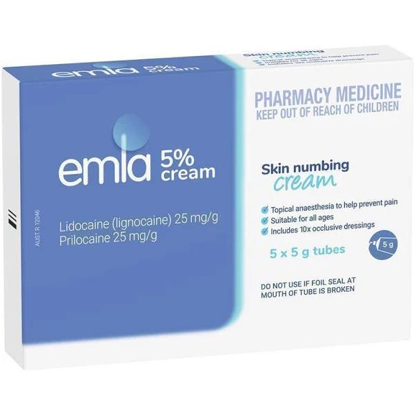 Emla 5% Cream 5 x 5G (with 10 dressings)