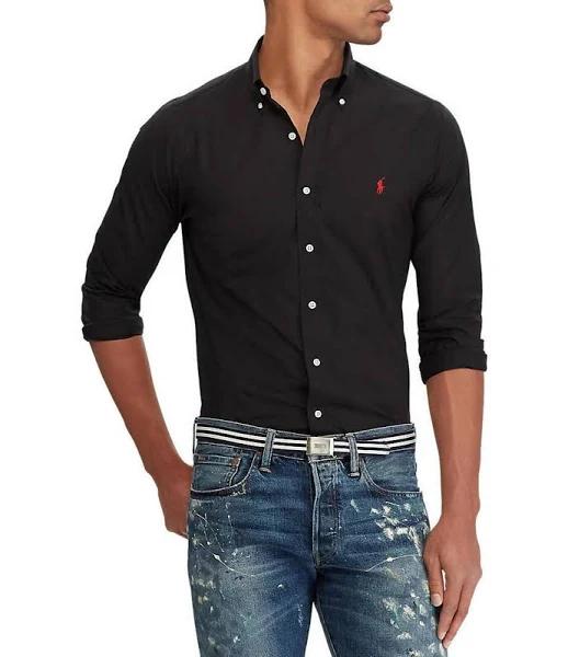 Polo Ralph Lauren Classic Fit Long Sleeve Poplin Button Down Shirt Black