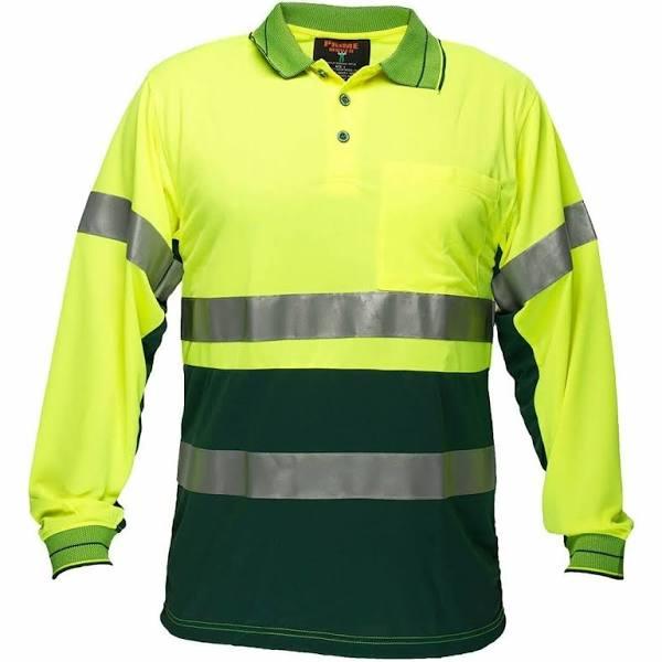 Prime Mover MP313 Long Sleeve Cotton Comfort Polo With Tape, Yellow/Green / 5XL