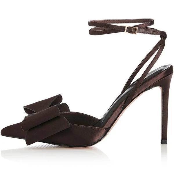 Carmen, Choc Satin / 37 | Alias Mae | BrownBow Heel | Women's Shoes