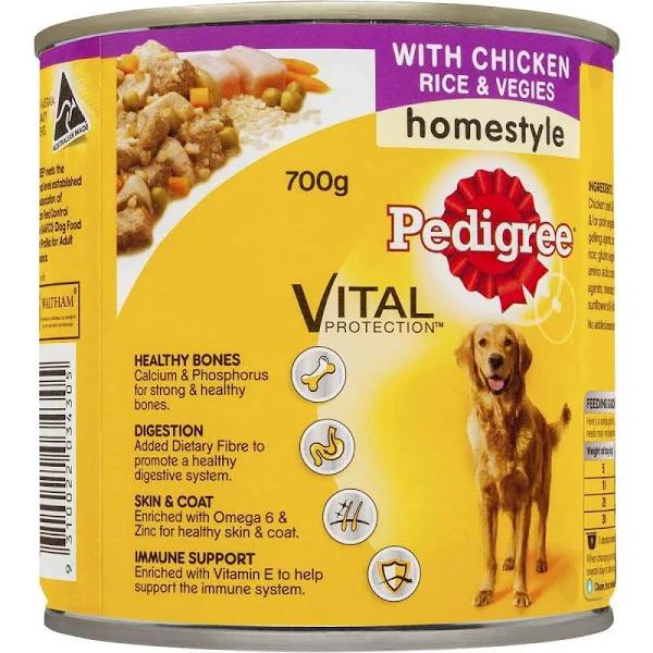 Pedigree Adult Wet Dog Food Chicken Rice Vegies Homestyle 700g