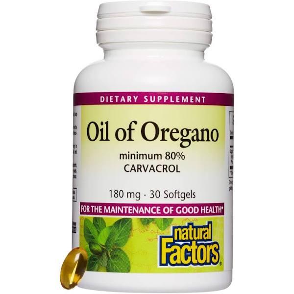 Natural Factors Oil of Oregano 180 MG Helps Maintain Good Health with Extra Virgin Olive Oil 30 Softgels 30 Softgels