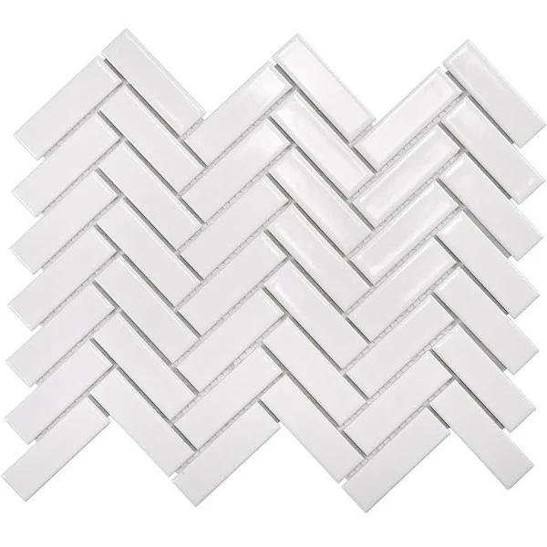 White Herringbone Gloss Porcelain Mosaic Tile - The Build