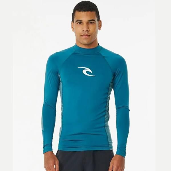 Men's Rip Curl Waves UV Long Sleeve Rash Vest Rashvest (Colour: Deep Ocean, Size: 2XL)