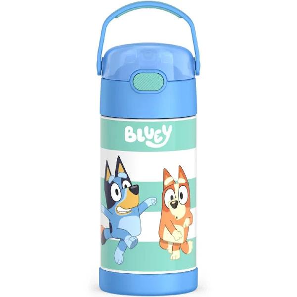 Thermos Funtainer 12 Ounce Stainless Steel Vacuum Insulated Kids Straw Bottle, Bluey