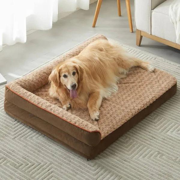 BFPETHOME Large Orthopedic Bed For Large Dogs-Big Waterproof Sofa Dog Bed with Removable Washable Cover, Large Dog Bed with Waterproof Lining and