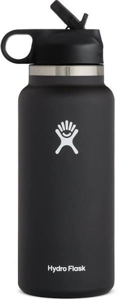 Hydro Flask Wide Mouth Bottle With Straw Lid Black 32 oz. W32BSW001