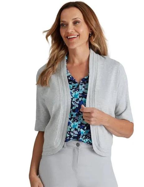 Millers Elbow Sleeve Crop Cardigan - Size XXL - Womens - Grey Marle