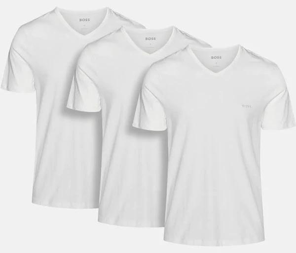 Hugo Boss Men's Classic V-Neck Tee / T-Shirt / Tshirt 3-Pack - White