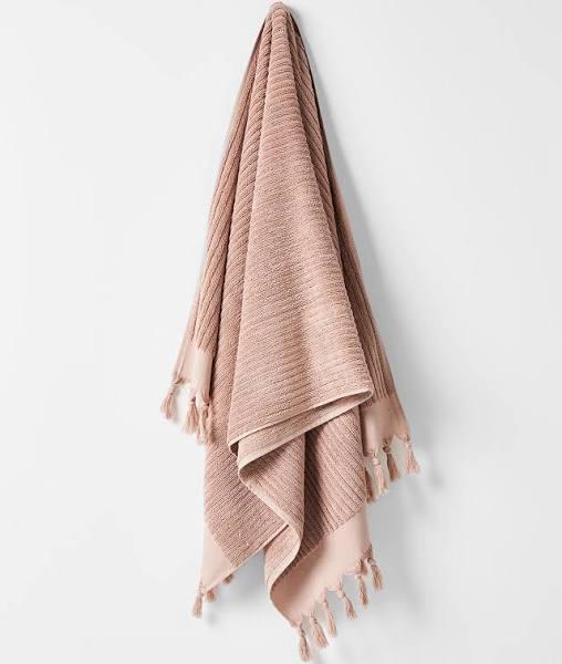 Aura Home Paros Rib Bath Towel Range in Shell Pink Hand Towel