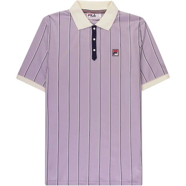 Fila Vintage Brett Double Stripe Polo Shirt - Wisteria - MH036-664 Bre