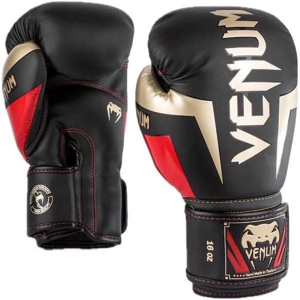 Venum Elite Boxing Gloves Black Red Gold - 10