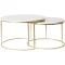 Set of 2 Luxe Coffee Table Round Marble Nesting Side Coffee Table