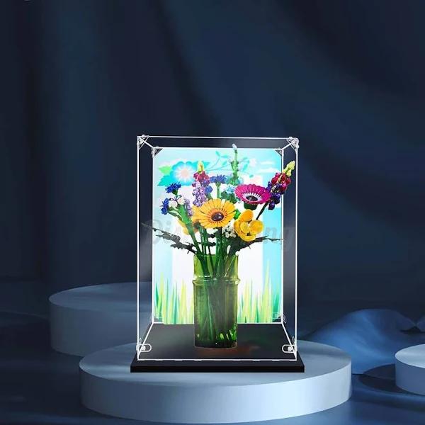 Display King -Acrylic Display Case with Screw for LEGO Wildflower Bouquet 10313 - with Background