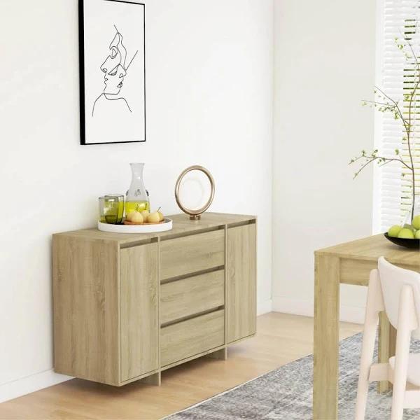 Sideboard With 3 Drawers Sonoma Oak 120x41x75 cm Engineered Wood