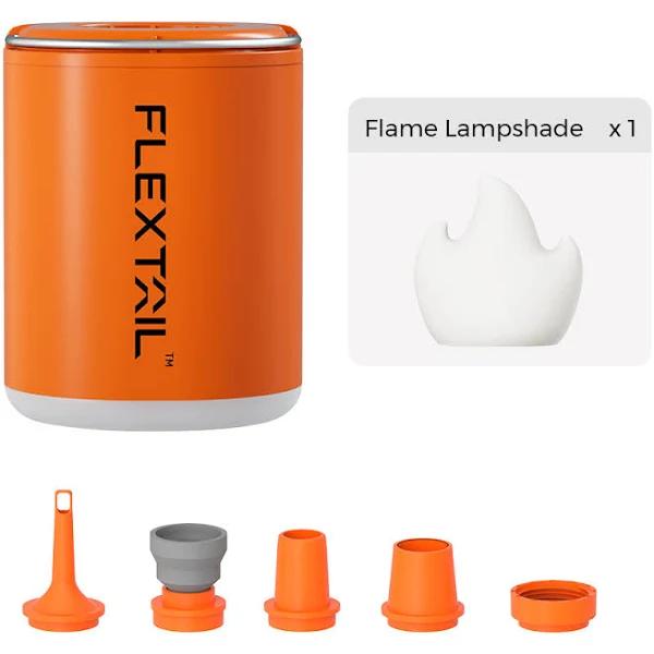 FLEXTAIL Tiny Pump 2X-Ultimate 3-in-1 Outdoor Air Pump, Orange / Pump and Flame Lampshade