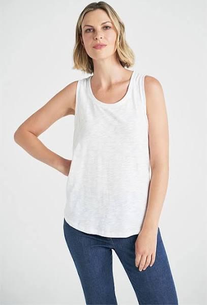 David Jones Blue Illusion Organic Cotton Tank in White, Size XS