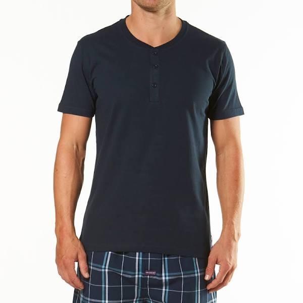 Mitch Dowd - Men's Short Sleeve Henley Tee - Navy