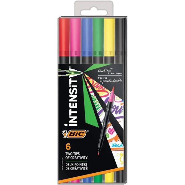 Bic Intensity Dual Tip Fineliner Marker Assorted Packof 6