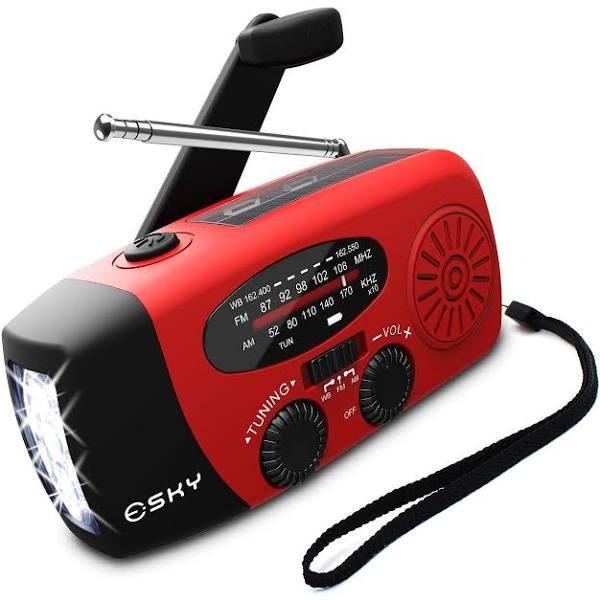 Emergency Hand Crank Radio With 2000mah Power Bank Phone Charger, Esky Am/fm/noaa Portable Weather Radio With 3 Led Flashlight Solar Powered USB