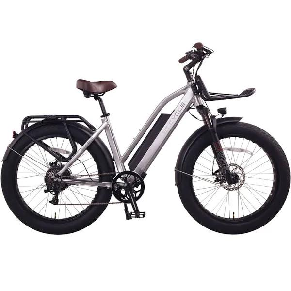 ET.Cycle T720 Step-Thru Fat Trekking E-Bike, 250W-750W, 48V 15Ah 720Wh Battery [Silver 26"]