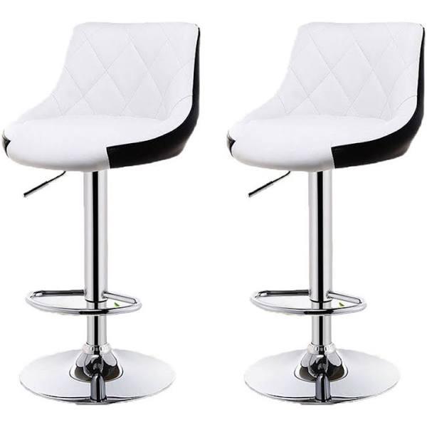 2 Pcs Bar Stools Kitchen Bar Stool Leather Barstools Swivel Gas Lift Counter Chairs BS8403 - Amazingooh Wholesale White