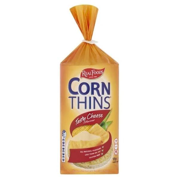 Real Foods Corn Thins Tasty Cheese 125g