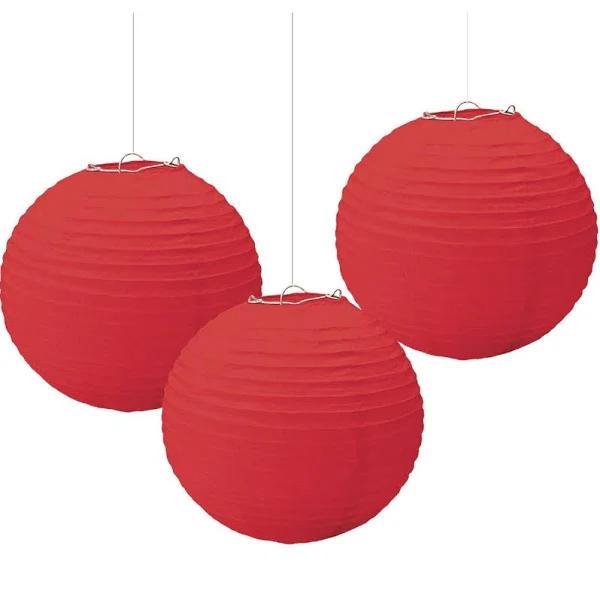 Round Paper Lanterns - Apple Red