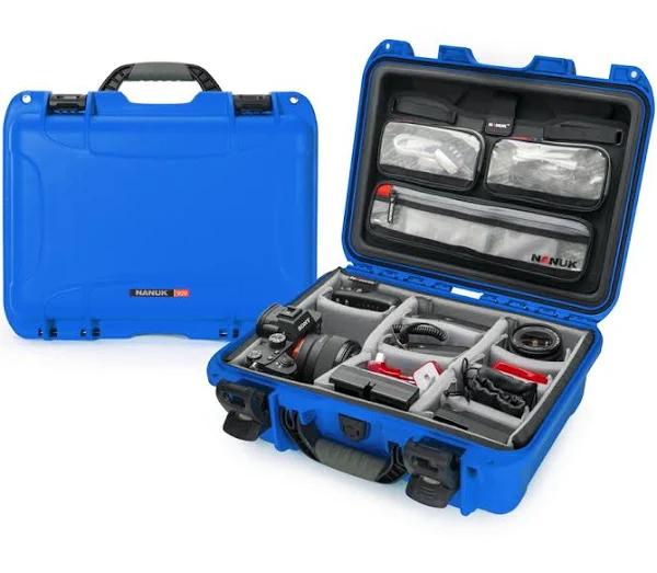 Nanuk 920 Waterproof Hard Case with Lid Organizer and Padded Divider - Blue