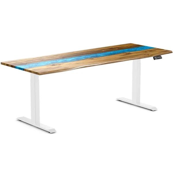 Desky Dual Resin Hardwood Standing Desk Teak / 2000x750mm / White