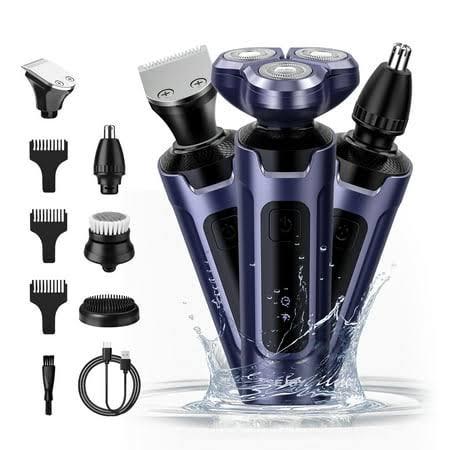 Electric Razor For Men, 2023 Men's Electric Shavers Rotary, Led Display-IPX7 Waterproof-Rechargeable, Electric Shaver For Men Cordless 5 in 1-3D