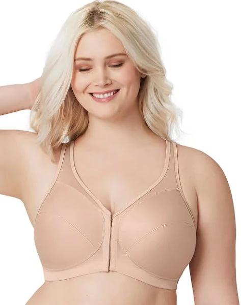 Glamorise Magiclift Front-Closure Posture Back Wire-Free Bra - Cafe - 26C