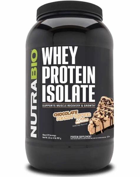 NutraBio 100% Whey Protein Isolate 2lb Chocolate Peanut Butter Bliss