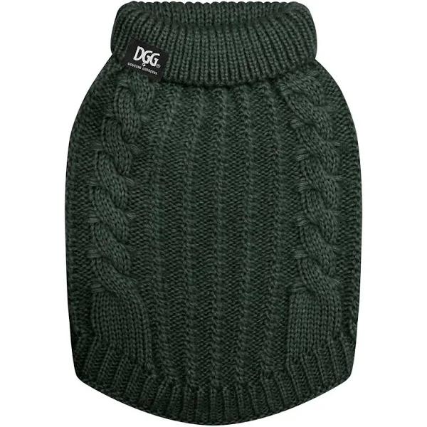 DGG Knit Chunky Fluffy Forest Green Dog Jumper - Small