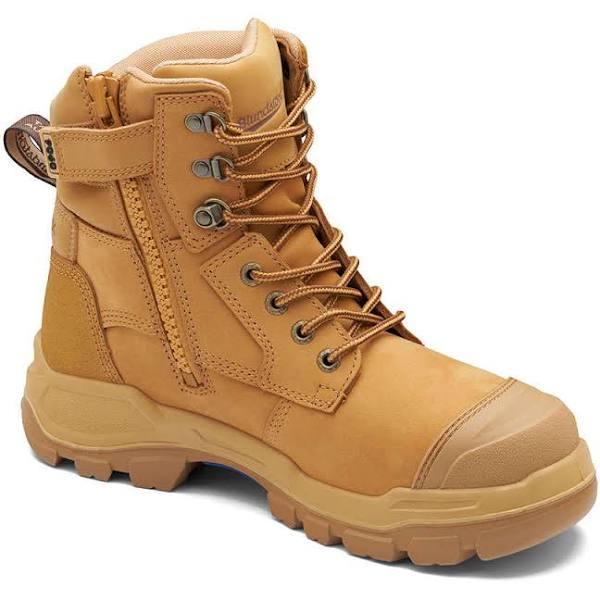 Blundstone #9060 Rotoflex Water-resistant Nubuck 150mm Zip Sided Safety Boot, Wheat 7.5