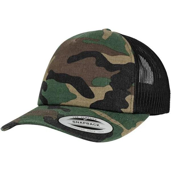 Flexfit Camo Trucker Cap (Wood Camo/Black) (One Size)