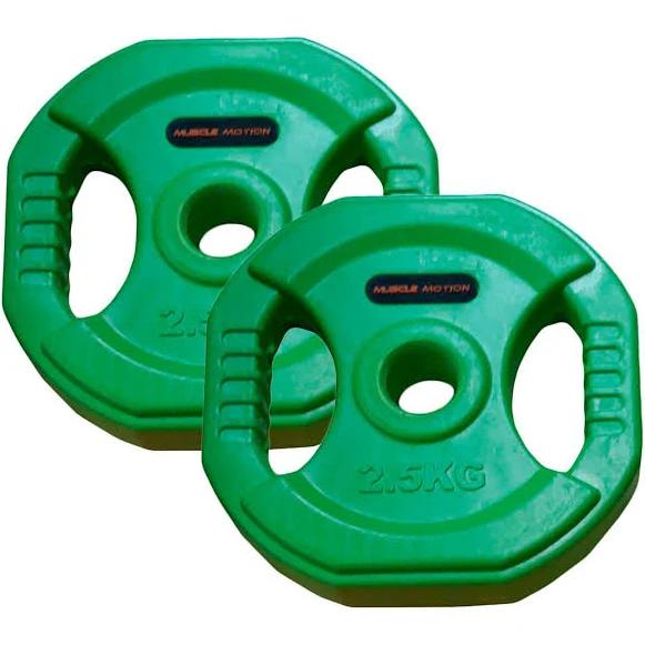 Muscle Motion Standard Colour Rubber Coated Weight Plates (Pair), 2.5kg