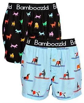 David Jones Bamboozld 2 Pack Dogs Life Bamboo Boxer Shorts, Size Large