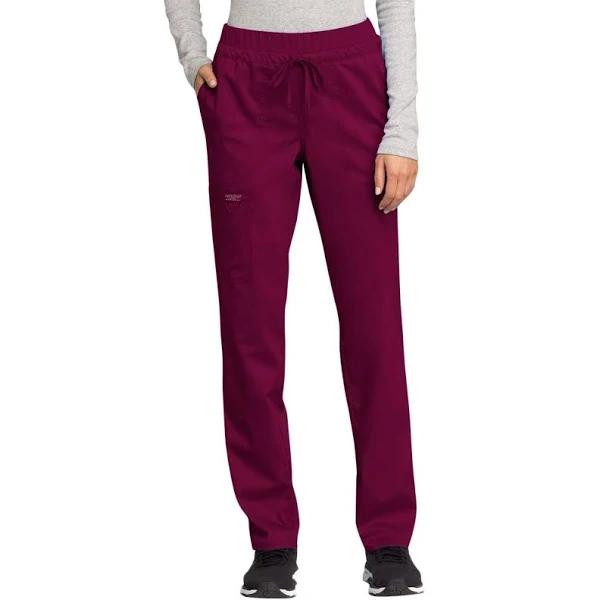 Cherokee Ww105t Mid Rise Tapered Leg Drawstring Pant, Price/Each - Wine, XL