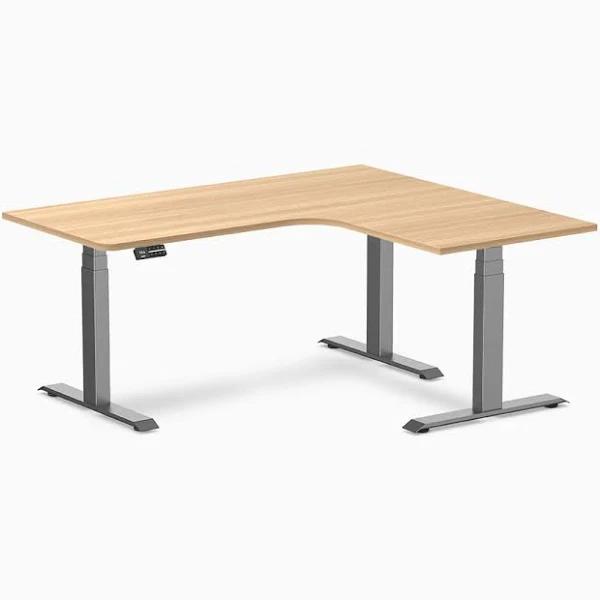 Desky L-Shape Melamine Sit Stand Desk - Sublime Teak 1600x1400mm