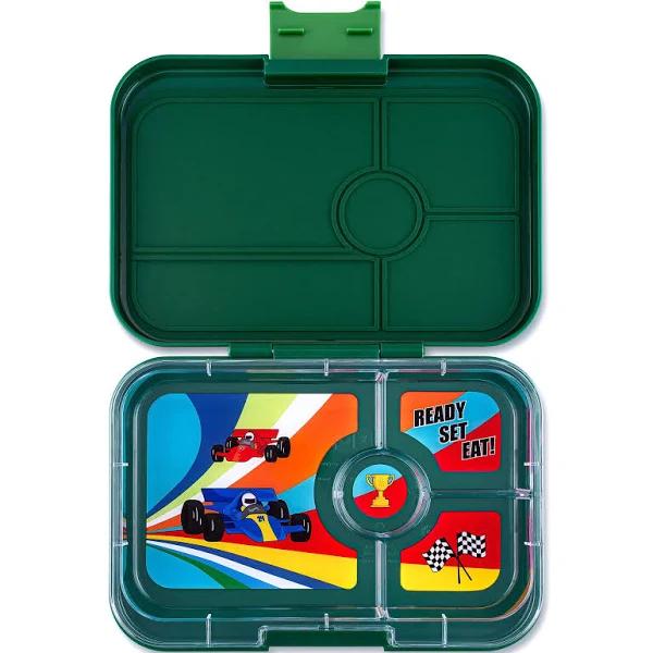 Yumbox Lunchbox - Tapas - 4 Compartment Greenwich Green (Race Car Tray)