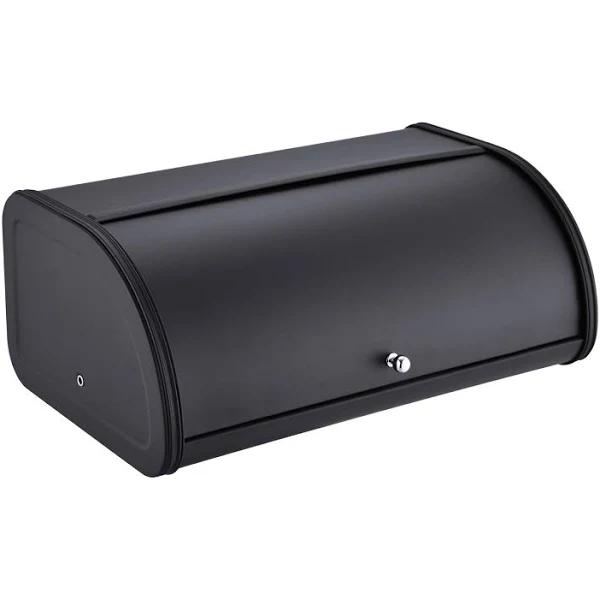 Stainless Steel Bread Box With Roll Up Lid, For Easy Kitchen Counter Storage, Bread Bin Holder,17.5X11.5X7.5 Inch, Matte Black