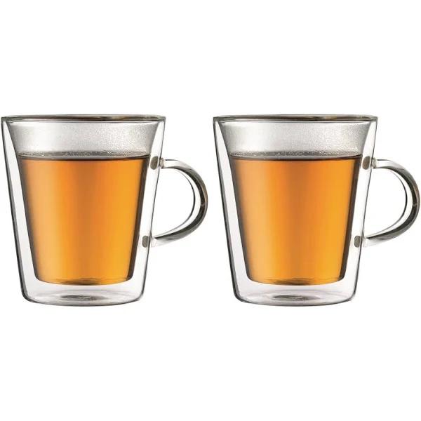 Bodum Canteen Double Wall Glass Set, Mouth Blown Borosilicate Glass - 0.2 L, Pack of 2, Transparent