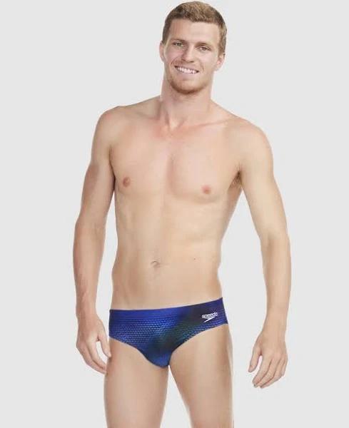 Speedo Mens Allover Printed 7cm Swim Briefs Blue/Print 16