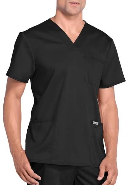 Cherokee Workwear Revolution Men's V-Neck Scrub Top - L - Black