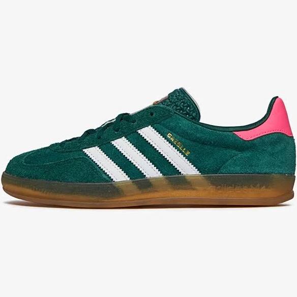 Adidas Gazelle Indoor Womens Collegiate Green / Lucid Pink Shoes - Size 9 - Cgreen/ftwwht/licpnk