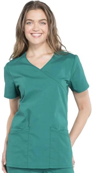 Cherokee Workwear Professionals Women's Mock Wrap Scrub Top - S - Hunter