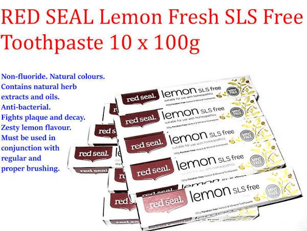 10 X 100g Red Seal Lemon Fresh Sls Free Toothpaste Fluoride Free