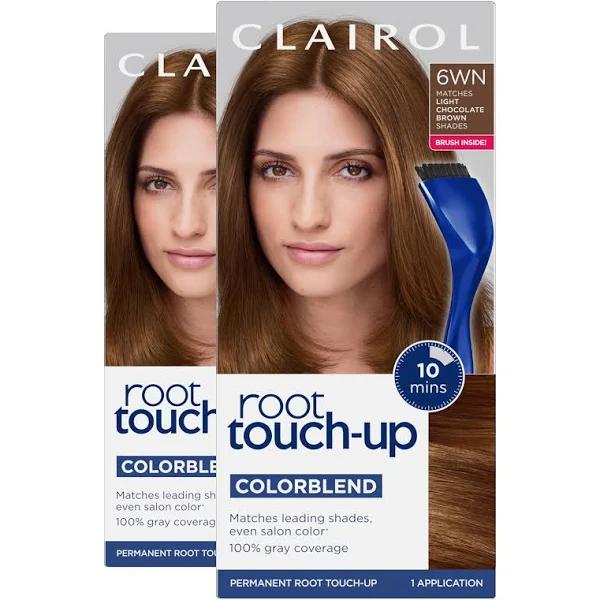 Clairol Root Touch-Up by Nice'n Easy Permanent Hair Dye, 6WN Light Chocolate Brown Hair Color, 2 Count