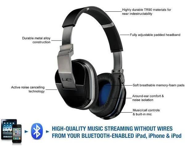 Logitech Ue 9000 Bluetooth Wireless Headphone Headset Mic Noise